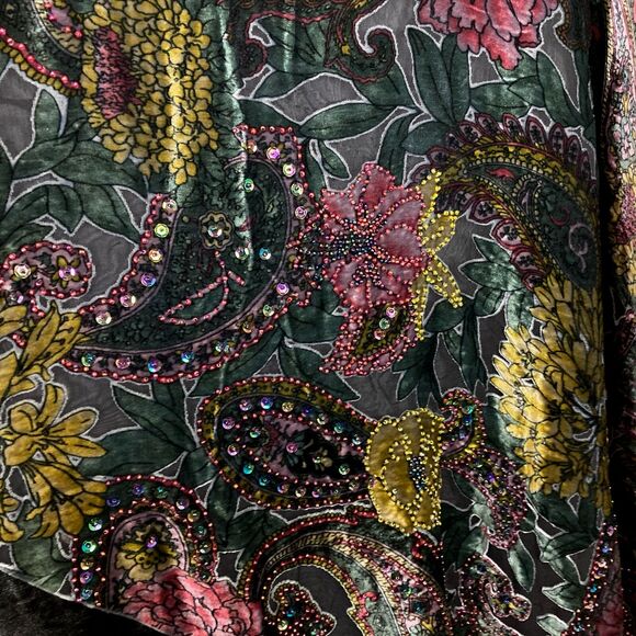 Heidi Abra Night Garden Burnout Silk Velvet Fringe Poncho One Size Whimsigoth - Picture 8 of 13